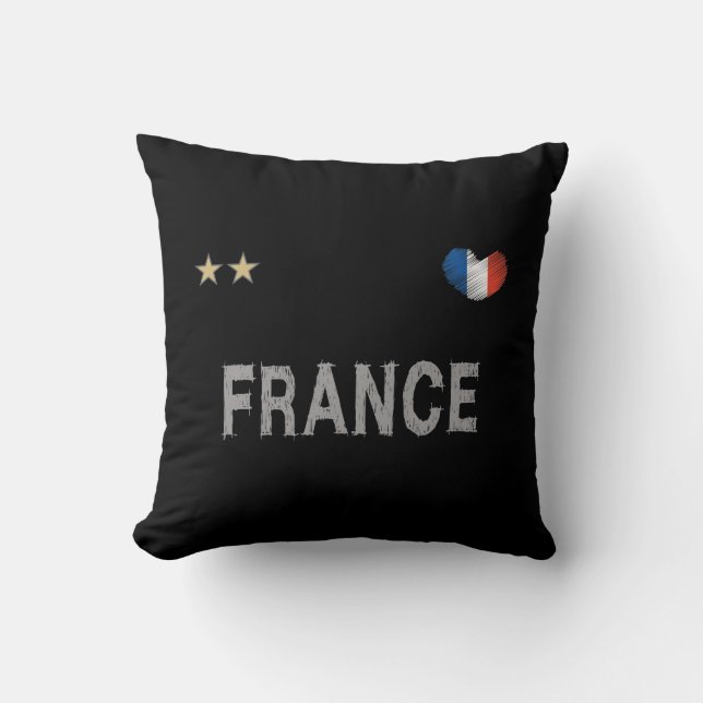 Coussin France Football Fan Chemise Coeur (Recto)