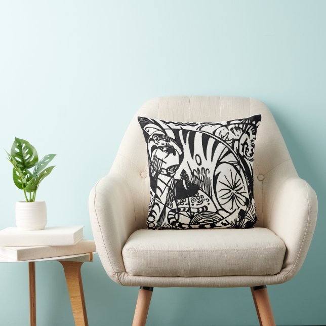 Coussin Franz Marc's Expressionist Tiger Throw Pillow (Chaise)