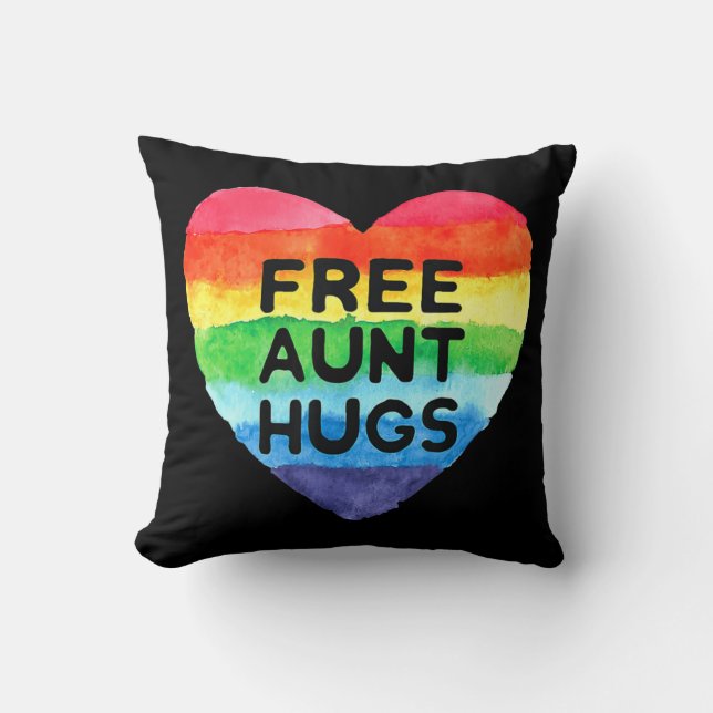 Coussin Free Tante Hugs LGBT Flag Fierté Mois de sensibili (Recto)
