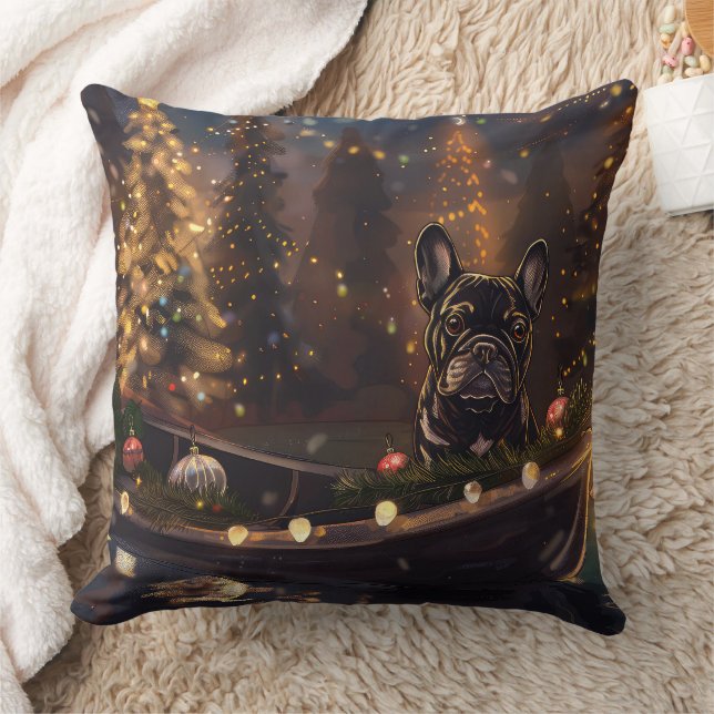 Coussin French Bulldog Christmas Festive Voyage (Couverture)