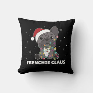 Coussin French Bulldog Christmas pun FRENCHIE CLAUS Square