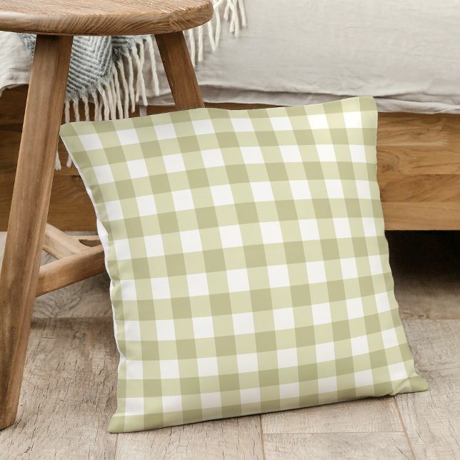 Coussin French Country Meadow En vichy - sauge vert plaid. (Créateur téléchargé)