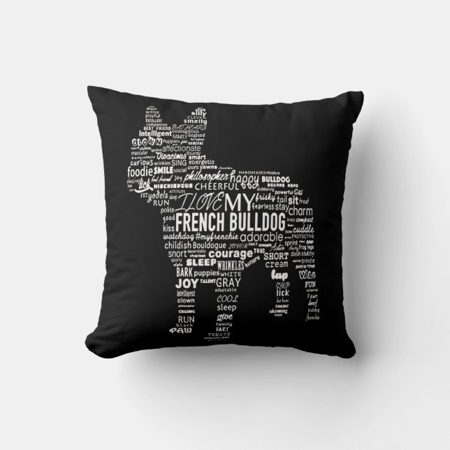 Coussin Frenchie Gift | J'aime mon chien taureau français (Recto)