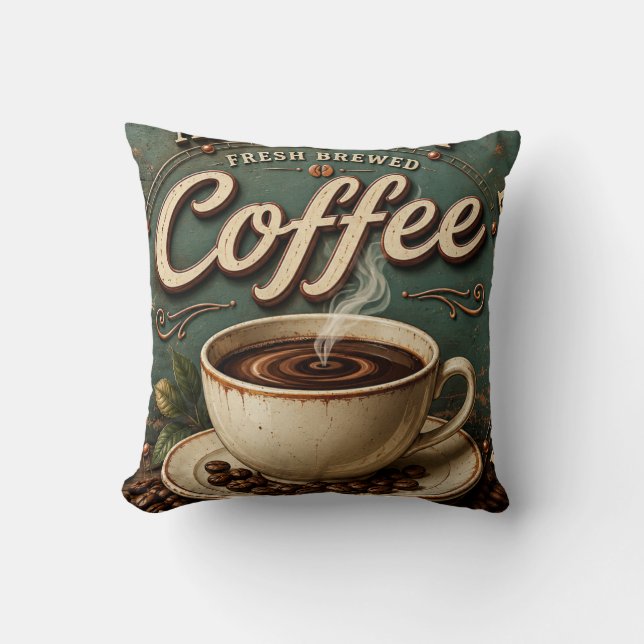 Coussin Fresh Brewed Coffee Rustic Farmhouse (Recto)