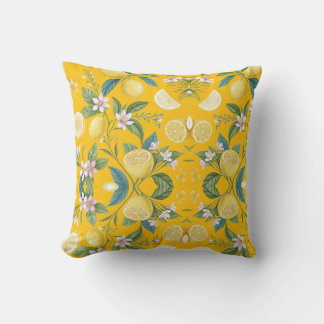 Coussin Fresh Lemon Floral Botanical Pattern 
