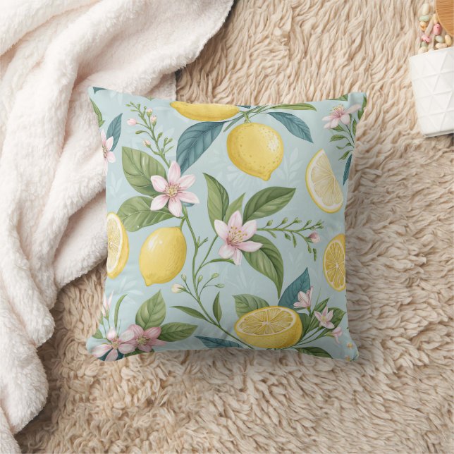 Coussin Fresh Lemon Floral Botanical Pattern  (Couverture)