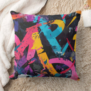 Coussin Fresque murale avec gouttes superposées et couleur