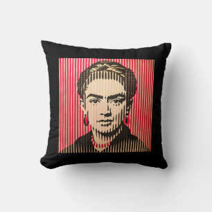 Coussin Frida Kahlo dans le style d'illusion optique BAUHA