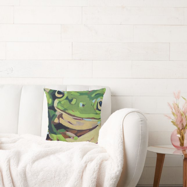 Coussin Frog Painting- Gift for Frog Lovers (Canapé)