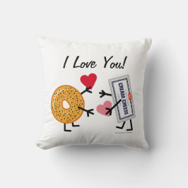 Coussin Fromage de bagel et fondu je t'aime ! Coeurs de