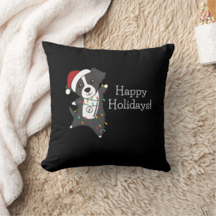 Coussin Frontière Collie Chien de Noël Animaux d'hiver Chi