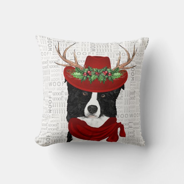 Coussin Frontière Ouest Collie Animaux de compagnie Noël (Recto)