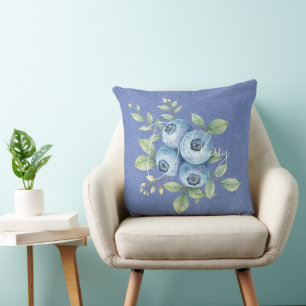 Coussin Fruit bleuté sur bleu