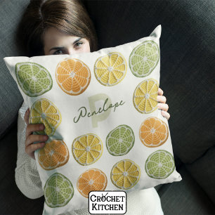 Coussin Fruit de Crochet frais moderne Nom des tranches d'
