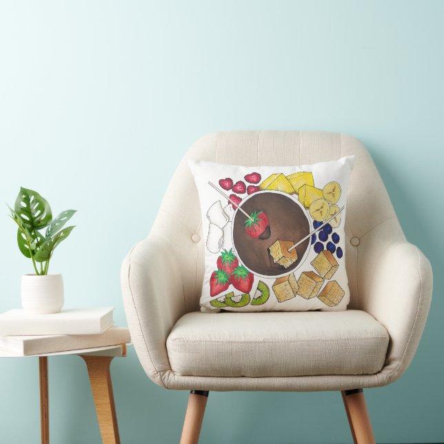 Coussin Fruits Fondue Fruit Berries Marshmallow Dessert (Chaise)