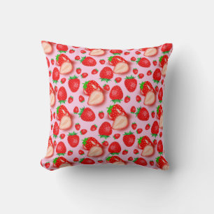 Coussin Fruits fraises en Motif rose