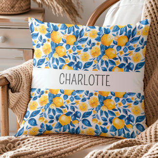 Coussin Fruits tropicaux Motifs de citron Nom personnalisé