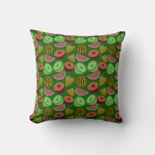 Coussin Fruits tropicaux motifs et vert arrière - plan
