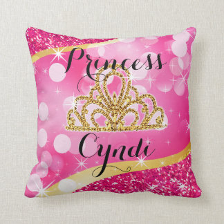 Coussin Fuchsia de princesse Tiara Glitter Bling Bokeh |