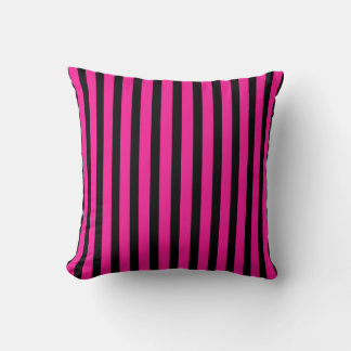 Coussin Fuchsia rose chaud Noir rayé