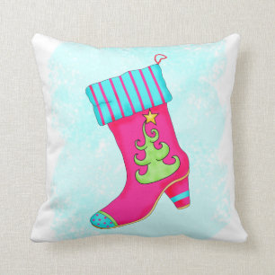 Coussin Fuchsia Turquoise Noël Stocker Décoratif