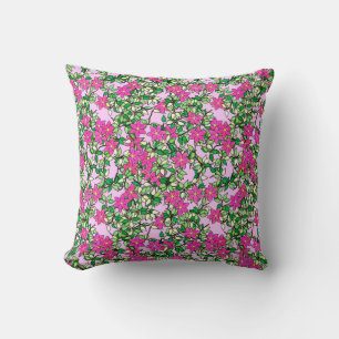 Coussin Fucshia fleurs sur un arrière - plan rose pâle