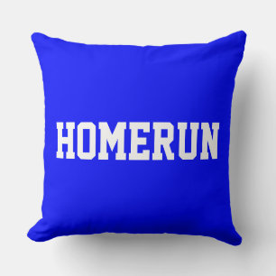 Coussin Fun Baseball HOMERUN Texte Blanc Sur Bleu Royal