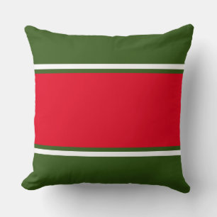 Coussin Fun Festif Lumineux Rouge Foncé Vert Fête Stripes