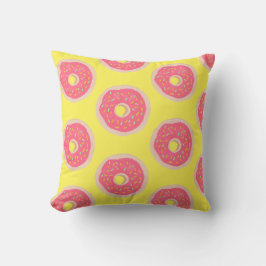 Coussin Fun Motif à la mode rose arrosées beignets