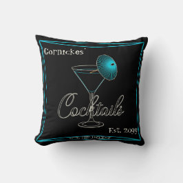 Coussin Fun Retro Aqua Cocktail Bar Pub