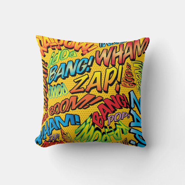 Coussin Fun Retro Comic Book pop Art Sounds (Recto)