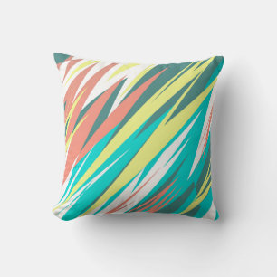 Coussin Funky Abstrait Art Pastel Turquoise Blanc