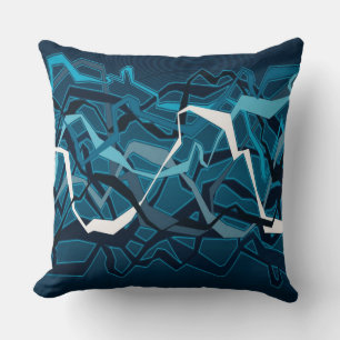 Coussin Funky Abstrait Waves Blue