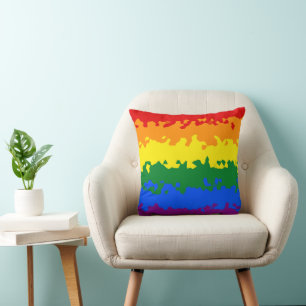 Coussin Funky Boho Abstrait Gay Rainbow Mosaic Pride Drape