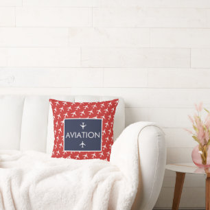 Coussin Funky White Plane Avion Pilote