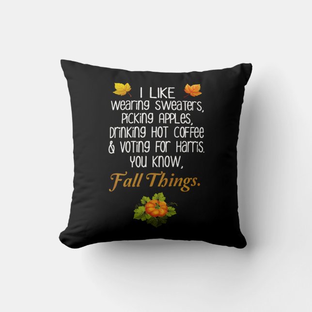 Coussin Funny Automne 2024 Novembre Élection Pro-Harris (Recto)