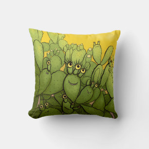 Coussin Funny Cactus Vert Jaune Succulent