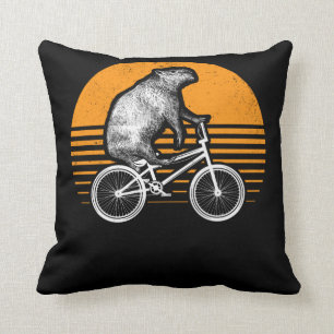 Coussin Funny Capybara vélo d'équitation Retro Capibara vé