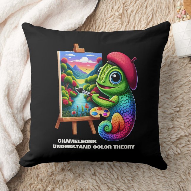 Coussin Funny Chameleons Comprendre la théorie des couleur (Couverture)