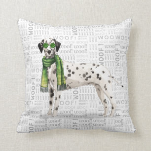 Coussin Funny Chien dalmate Aquarelle Noël