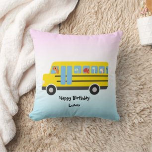 Coussin Funny DINO dinosaur School Bus garçon Anniversaire