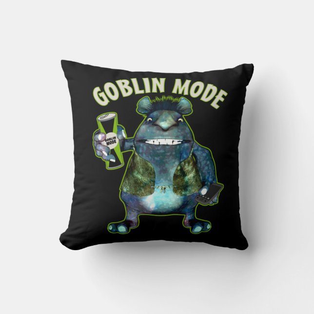 Coussin Funny Goblin Mode Lazy Troll Slobbin Antisocial T (Recto)