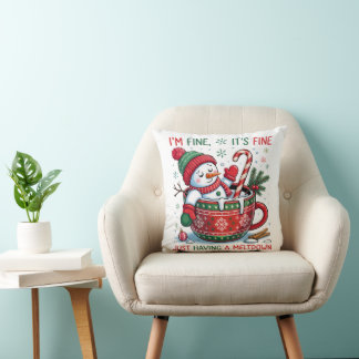 Coussin “Funny Holiday  – Snowman Meltdown Gift 