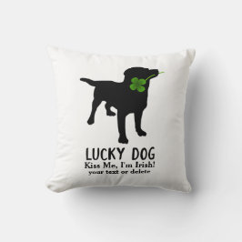 Coussin Funny Irish St. Patrick's Day Black Lab Lucky Dog