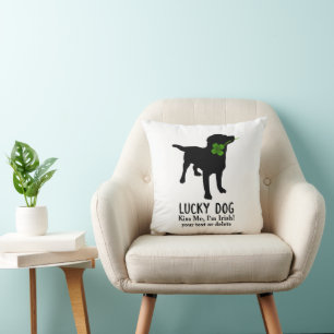 Coussin Funny Irish St. Patrick's Day Black Lab Lucky Dog