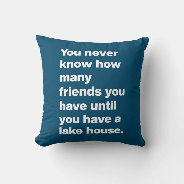 Coussin Funny Lake House Friends Citation Typographie Bleu (Recto)