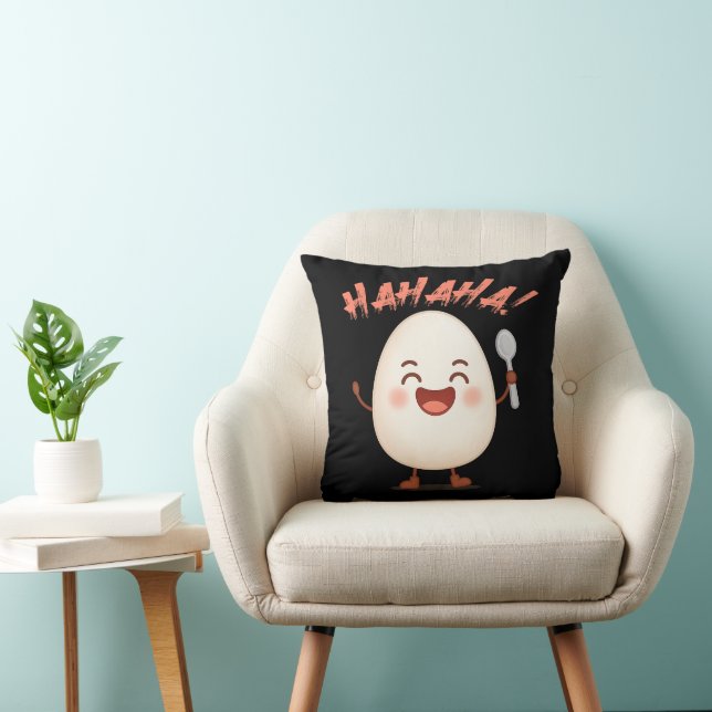Coussin Funny Laughing Egg Cartoon Throw Pillow | Cute  (Chaise)