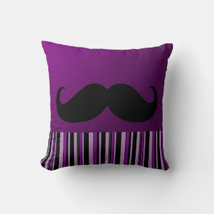 Coussin Funny Moustache noire Bandes rétro