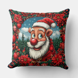 Coussin Funny Père Noël avec couronne et ornements