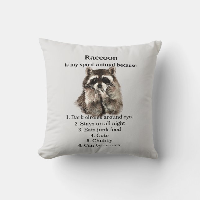 Coussin Funny Raccoon Spirit Humour animal (Recto)